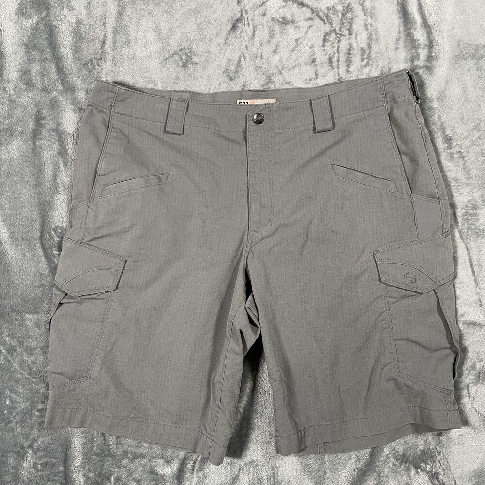 5.11 Tactical Cargo Shorts Mens 38 Gray Ripstop Polyester Cotton 11in Workwear
